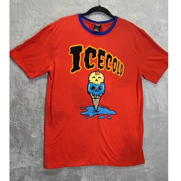 Genuine Authentic Garments Ice-cold Ice Cream Skull Embroidered Designer T-Shirt - Picture 1 of 7